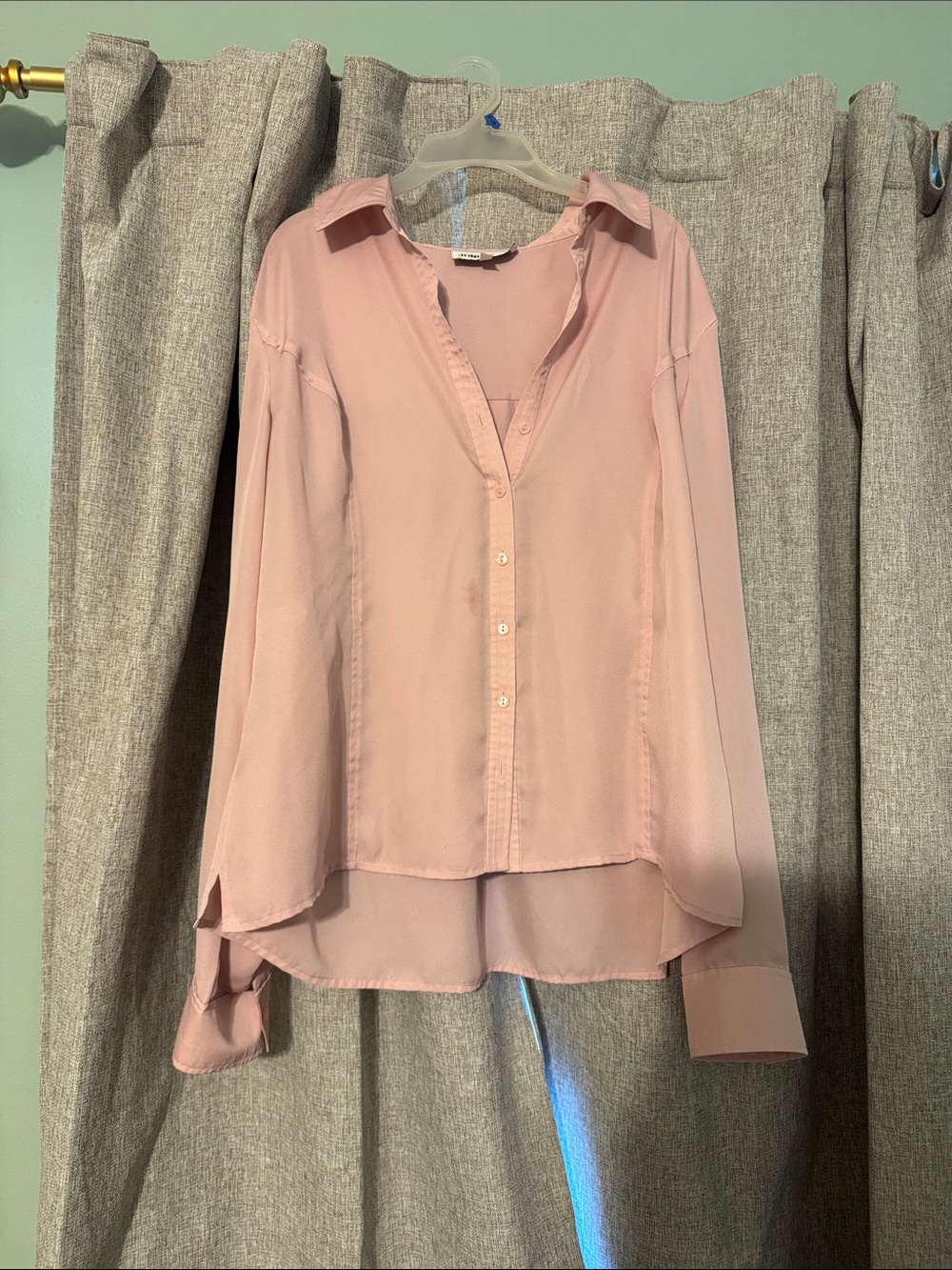 Women's Blush Pink Button-Front Relaxed Shirt